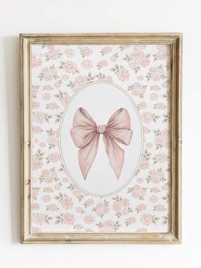 Tranh màu nước không khung hình nơ hồng, hình minh họa ruy băng màu pastel nhẹ nhàng, phong cách cổ điển Cottagecore, trang trí tường hoa tối giản cho phòng ngủ, phòng khách, ký túc xá, trang trí phòng, mùa tựu trường, tranh áp phích độc đáo, tranh treo tường, trang trí cổ điển.