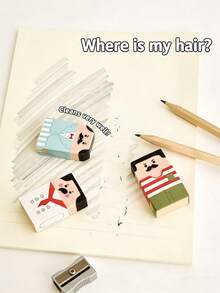 1个秃头大叔造型橡皮擦，创意新奇铅笔橡皮擦，柔软耐用，适用于办公室、学校和绘画 - 多色 - 查看 8