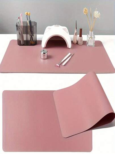 1pc Coral Pink Manicure Desk Mat, Waterproof Dirt-Resistant Durable Arm Pad, Foldable Manicure Hand Pad, Manicure Arm Pad, Manicure Mat, Multi-Functional Beauty Tattoo Dental Waterproof Manicure Tool