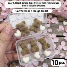 10pcs Plush Bear Heart Shaped Decor Set, With Adhesive Tape And Storage Box, Multi-Color Resin Pendant For DIY Jewelry And Phone Case Crafting - Multicolor - View 15