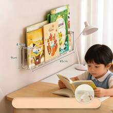 Estantería de pared conveniente, caja de almacenamiento transparente para revistas, estantería para exhibir CDs. Estantería de pared, estantería para libros de niños sobre la puerta sin taladrar, estantería para pasillos para almacenar libros, revistas, CDs y otros artículos de uso múltiple - transparente - Ver 13