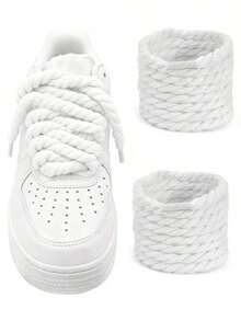 1pair Thick Rope Laces(120cm/47.24inch)Round Chunky Shoelaces Replacement Laces For Sneakers,Rope Shoe Laces,Shoe Accessories,Men And Women Shoelaces - 白色 - 查看 12