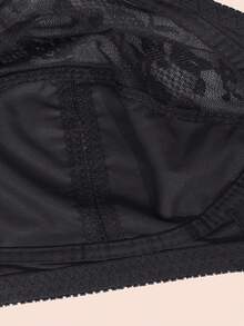 1 pieza Sujetador inalámbrico ultra fino de encaje para mujer, estilo minimalista sexy y transpirable, talla grande para dormir, usar en casa, oficina y exteriores - Negro - Ver 6