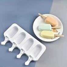 Khuôn làm kem que 4 ngăn, khuôn kem silicon, khuôn sô cô la đa năng, khuôn bánh pudding, thạch, kẹo, khay đá viên, khay đá viên để trong tủ đông, phụ kiện nhà bếp, đồ dùng thiết yếu cho căn hộ, đồ dùng cho tiệc tùng - trắng - Xem 8