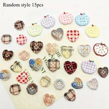 10pcs/15pcs Apple & Heart Plaid Resin Fridge Magnets, Cute Button Fridge Magnets, Decorative Magnets For Fridge And Home, Novelty Gift For Kitchen And Bedroom - Multicolor - View 9