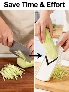 1pc Manual Cabbage Slicer - Multifunctional Vegetable Chopper And Shredder, Stainless Steel Blades And Ergonomic Handle, Ideal For Shredding Cabbage, Leafy Greens And Salads, Kitchen Slicing Tool, Vegetable Slicer And Chopper - Multicolor - View 4