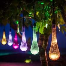 11.98m, 6.98m And 5.0m Solar Powered String Lights With 8 Flashing Modes And 100, 50 Or 20 LED Bulbs. Made Of Modern Style Plastic With Switch Control, Suitable For Garden, Christmas, Wedding, Birthday And Holiday Decoration. IP65 Waterproof. - Solar Water Droplets - View 5