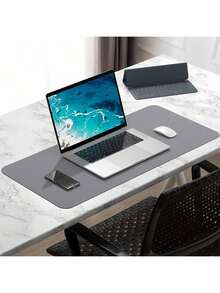 1pc High-Quality Solid Color PU Leather Mouse Pad, Waterproof Scratch-Resistant Large Desk Mat, Non-Slip Smooth Desk Pad, Fade-Resistant Anti-Stain Desk Pad, Suitable For Home Office Study Gaming Workstation, Applicable To Laptop Desktop Keyboard And Writing - Rectangle - View 2