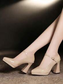 舒适女士高跟鞋，时尚高跟鞋 - 杏色 - 查看 1