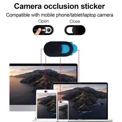 滑动式摄像头盖 超薄摄像头盖 适用于笔记本电脑、台式机、PC、电脑、智能手机，前置摄像头遮挡贴纸，强力粘合剂。