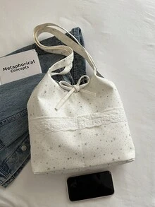 大容量女士手提包，新款围巾单肩包，时尚百搭沙滩度假包 - 白色 - 查看 5