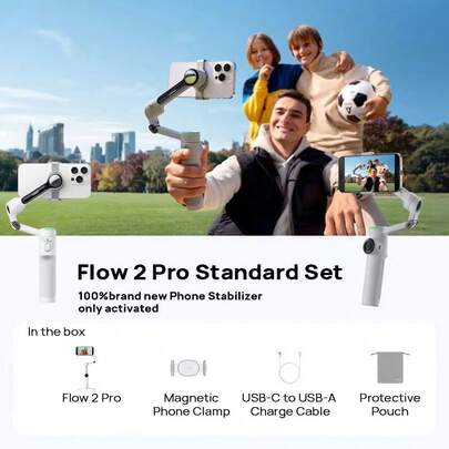 Insta360 Handheld Stabilizer, Phone Stabilizer, Built-In Selfie Stick & Tripod, Easy To Use, Portable And Foldable, Three-Axis Stabilization Technology Eliminates Image Shake, Long Battery Life, Compatible With Android And Apple Phones (Brand New, Activated Only).