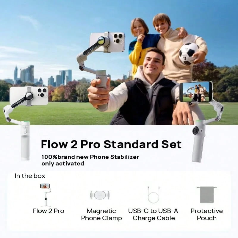 Insta360 Bộ ổn định cầm tay, ổn định điện thoại, tích hợp gậy selfie & chân máy, dễ sử dụng, nhỏ gọn và có thể gập lại, công nghệ ổn định ba trục loại bỏ hiện tượng rung lắc hình ảnh, thời lượng pin dài, tương thích với điện thoại Android và Apple (hàng mới, đã kích hoạt). - Xem 1