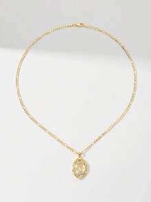 1 pieza Collar con colgante de la Virgen de Guadalupe de estilo vintage con incrustaciones de cobre y circonita, edición limitada, adecuado para regalos de Navidad/Acción de Gracias/Halloween/Día de la Madre/Día de San Valentín para parejas/amigos/padrinos, Primera Comunión Católica, uso diario y festivo, oración - Amarillo Oro - Ver 6