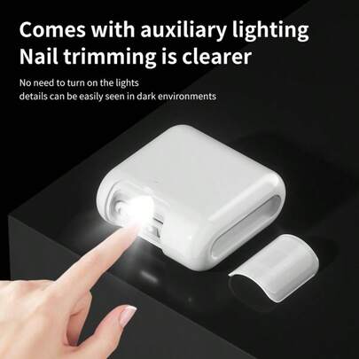 1pc Smart Electric Nail Clippers With Anti-Clip, Nail Polishing, Lighting And Grinding Functions. Suitable For All Ages. Portable USB Rechargeable 2-In-1 Electric Nail Clipper & Grinder With LED Light Avoid Clipping The Meat