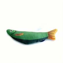 逼真毛绒鱼宠物玩具 - 互动猫咪踢腿玩具，含猫薄荷 - 可咀嚼的填充鱼玩具，适合幼猫 - 耐咬宠物磨牙玩具 - 彩色 - 查看 9