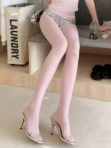 女士亮粉色透视打底裤 - 弹力派对紧身裤，Y2K 夜店装扮，正式场合 - 性感迷人美腿，适合夜生活和特殊场合，夜生活穿搭，时尚舒适，时尚袜子 - 粉色 - 查看 2