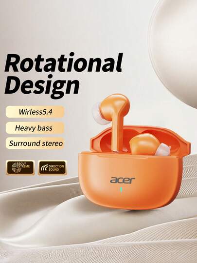 Acer 宏碁升级版 OHR504 蓝牙耳机，入耳式设计，通话降噪，无线立体声，佩戴舒适，适合运动、跑步、骑行、健身等场合，兼容智能手机和平板电脑，女士款
