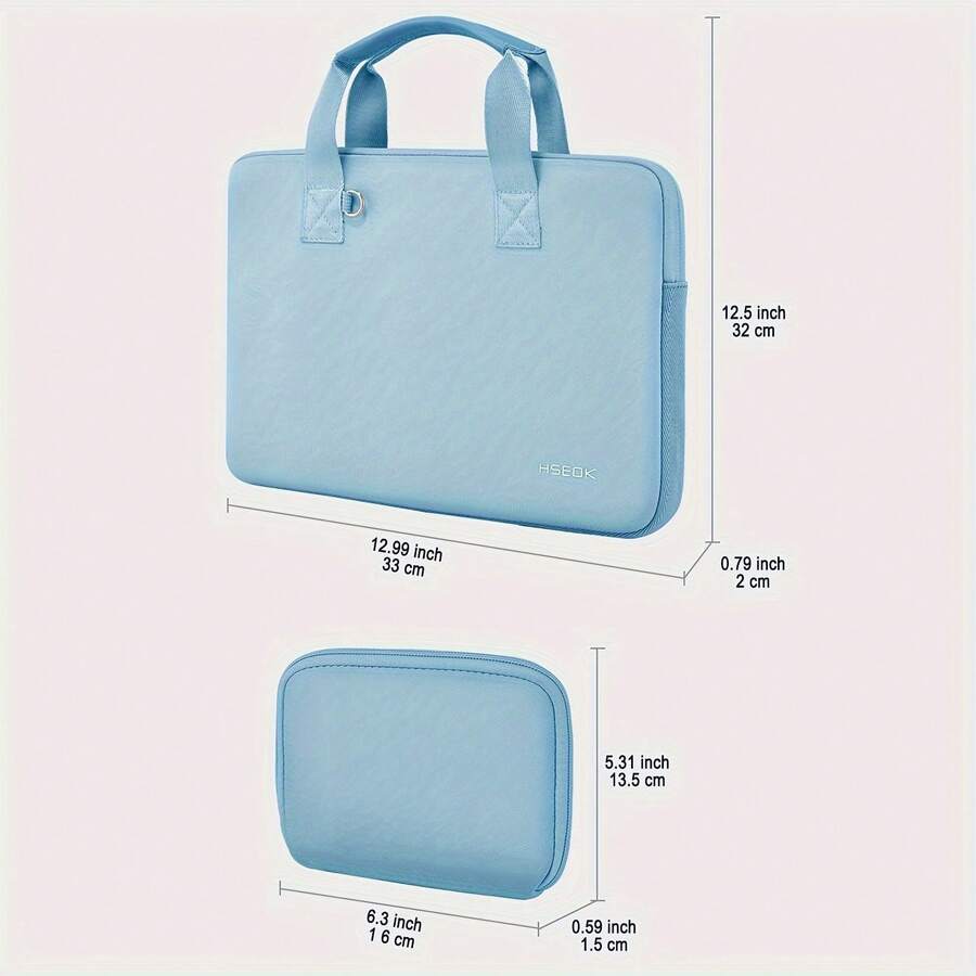1pc 13-13.5 Inch Laptop Sleeve, Made Of Elastic Neoprene Material, With Handle And Small Storage Pocket, Provides Full Protection - View 1