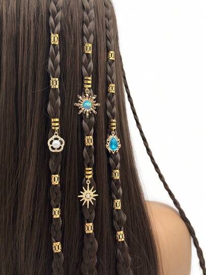 Bộ 34 phụ kiện tóc hình mặt trời lấp lánh phong cách Baroque, thích hợp cho các buổi dạ hội mùa hè, tiệc tùng, lễ hội âm nhạc và các dịp khác.