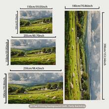 2D Flat 1Piece Large Pastoral Sheep Scenery  Suitable Naturalthemed Backdrops, Featuring Sheep Grazing And Rural Pastoral Scenery, Green Field Fabric Decorations, Weddings, Spring Parties, Farmhouse Photography Backdrops, Indoor/Outdoor Events - Nhiều màu - Xem 8