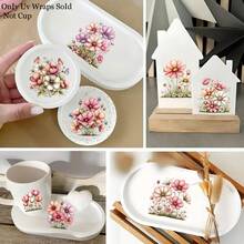 32pcs Spring Floral Theme UV Transfer Stickers - Suitable For DIY, Mugs, Laptops And Water Bottles, Self-Adhesive Plastic Stickers, Mug Decor, Laptop Stickers, Holiday Decorations, Vacation Pattern Design, Bicycle Stickers And Decals - Multicolor - View 2