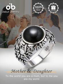 S925 Sterling Silver Black Agate Ring, Vintage Bat Carving Gothic Style Unisex Accessory, Faith Jewelry, Gothic Unisex Daily Wear Jewelry, Unisex Design, Comes With Gift Box - Black Agate Bat Ring - View 11