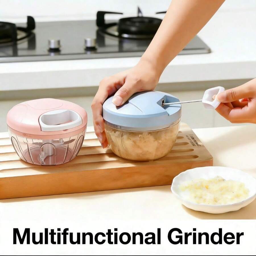 手动压蒜器、蒜蓉器、蒜泥器、蒜蓉研磨器、蒜蓉捣碎器、蒜蓉切碎器 - 藍色/粉紅色 - 查看 1