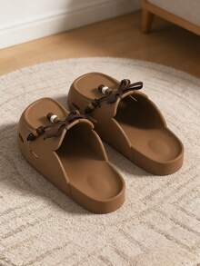 1 Pasang Sandal Selop Wanita Serbaguna, Sol Tebal EVA, Desain Anti Selip, Sandal Kasual Datar, Cocok untuk Musim Semi/Panas - Coffee Brown - View 2