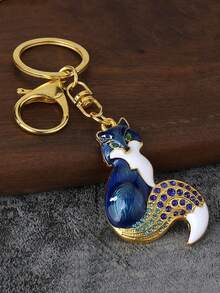 1 PC Fashionable And Cute Alloy Enamel Fox Keychain With Exquisite Style. Suitable For Both Men And Women. A Bag Charm. The Perfect Gift For Friends. - Multicolor - View 19