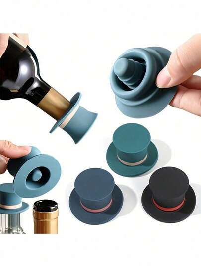 1 pieza Tapón de vino de silicona tipo Magic - Sella botellas de vino a prueba de polvo, abridor de vino de silicona reutilizable, mantiene el vino fresco, adecuado para uso doméstico y de bar, Navidad, fiesta, vacaciones