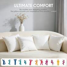 2/4-Piece Soft And Fluffy White Square Filler Pillow Inserts, Hypoallergenic 100% Fiber-Filled Core, Luxury Hotel Collection Standard, Machine Washable, Suitable For Living Room, Bedroom, Sofa Cushions, Office Chair Backrests, A Must-Have For Home. - Pearl White - View 5