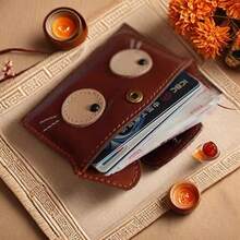 复古卡通PU材质，小巧轻便，大容量卡包/银行卡/硬币收纳包，零钱包，可爱猫咪图案 - 彩色 - 查看 3