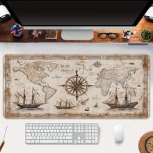 Extra-Large Gaming Mouse Pad - Extended Version, Thick, Non-Slip Rubber Desk Mat, Precision Stitched Edges, Washable - White Nautical Design - A - View 6