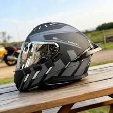 1 pieza Casco de motocicleta de cara completa con alerón grande y aerodinámico, equipo de conducción unisex para todas las estaciones - Espejo a color 703 - Ver 5