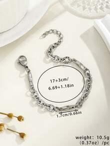 1 chiếc vòng tay thời trang tối giản bằng thép không gỉ, kiểu dáng thanh xoắn, dành cho nữ. - Bạc - Xem 3