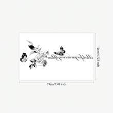 Butterfly & Tulip Shoulder Tattoo Sticker - Black - View 5