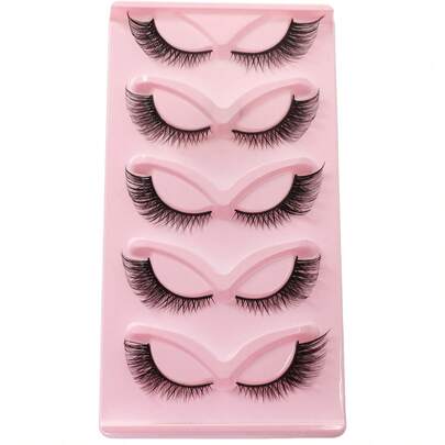 5 cặp mi giả kiểu mắt mèo, dài 20mm, mềm mại tự nhiên, dày và dài. Đầu mi được làm dài hơn.