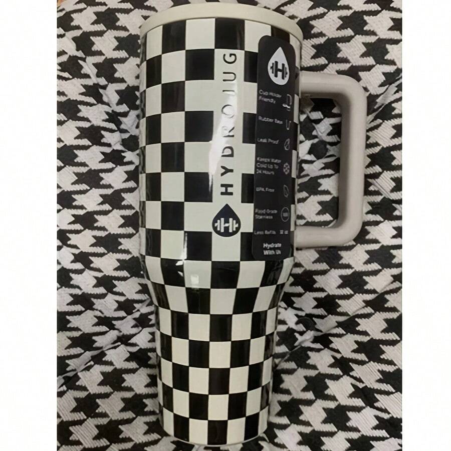 HydrojugTraveler 32 Oz/40 Oz Water Bottle With Handle & Flip Straw - Fits In Cup Holder, Leak Resistant Tumbler-Reusable Insulated Stainless Steel & Rubber Base - Gifts For Women & Men - 網格 - 查看 1