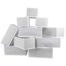 3/6/9 pièces Boîtes de rangement de style tiroir en tissu blanc, bacs de rangement pliables de tailles multiples pour sous-vêtements, chaussettes, vêtements et accessoires pour bébés, convient pour la chambre, le placard, la coiffeuse - Blanc - Voir 8