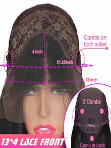 合成蕾丝前假发，短款波波头波浪卷发，13*4区域透气蕾丝网，纯手工编织，耐热，可自由造型。 - 彩色 - 查看 5