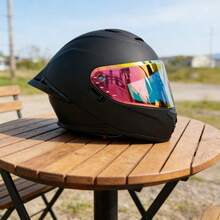 1 pieza Casco de motocicleta de cara completa con alerón grande y aerodinámico, equipo de conducción unisex para todas las estaciones - Espejo a color 703 - Ver 6