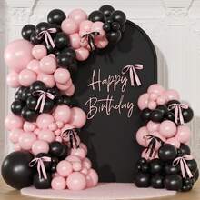 Pink & Black Balloon Arch Kit, Includes 18", 10", 5" Different Size Balloons And Bows, Suitable For Birthday, Wedding, Baby Shower, Bridal Shower And Other Party Decorations - Bow Theme - View 1