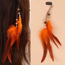 Clip para el cabello bohemio con borlas de plumas - Clip para el cabello de metal vintage con plumas de colores, adecuado para vacaciones en la playa y atuendos exóticos, accesorios de playa, bandas para el cabello de atuendos de verano - Agua verde azul - Ver 15