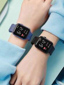 10pcs Heart-Shaped Digital Display LED Light-Up Sports Wristbands, Unisex Electronic Watch For Girls And Boys, Astronaut Cartoon Pattern, Suitable For Daily Wear, Sports Running, School Silent - Multicolor - View 7