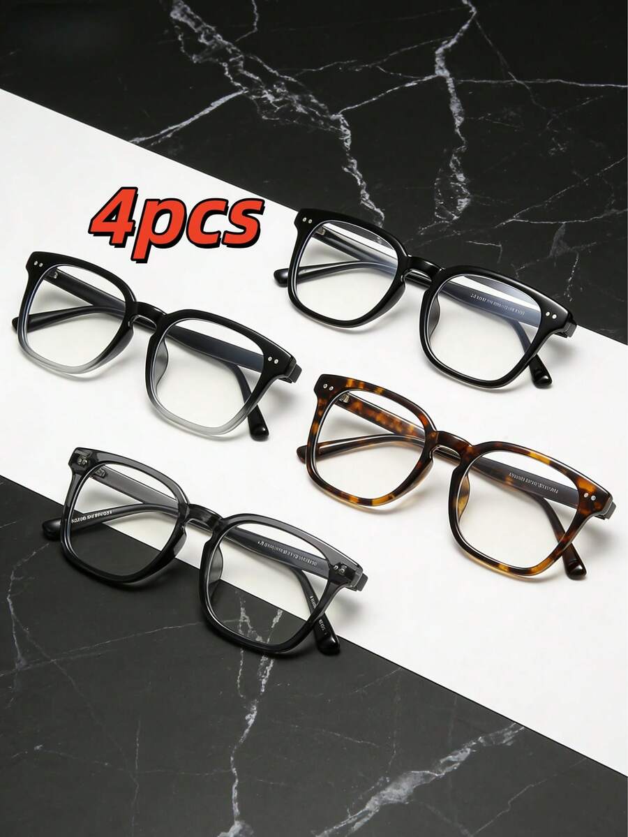 4副时尚眼镜，日常佩戴眼镜 - 彩色 - 查看 1