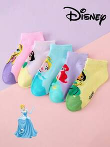 Disney 袜子 10/5/1 双 儿童公主蕾丝袜，艾莎和美人鱼卡通中筒袜，韩版夏季透气女童学生袜 - 彩色 - 查看 3