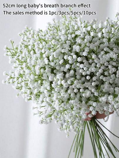1/3/5/10/20 bông hoa baby's breath nhân tạo màu trắng, bó hoa rời, thích hợp làm bó hoa Ngày của Mẹ, trang trí nhà cửa, trang trí bàn, cắm hoa DIY, trang trí tiệc cưới và lễ hội, trang trí phòng.