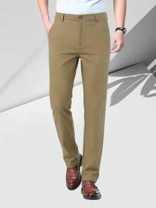 2条装男士时尚修身商务西裤，轻盈直筒商务裤，适合春夏穿着，简约通勤裤 - 彩色 - 查看 5