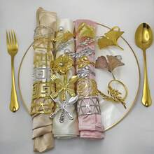 6pcs Creative Napkin Rings, Decorative Napkin Holders For Hotel, Wedding, Restaurant, Tabletop Decor - Multicolor - View 1